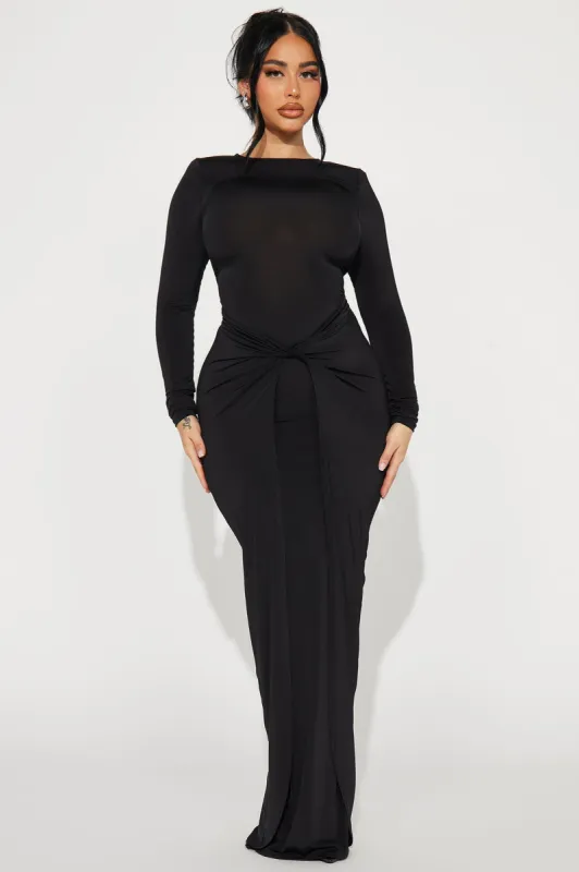 Catarina Slick Maxi Dress - Black sold by Fashion Nova