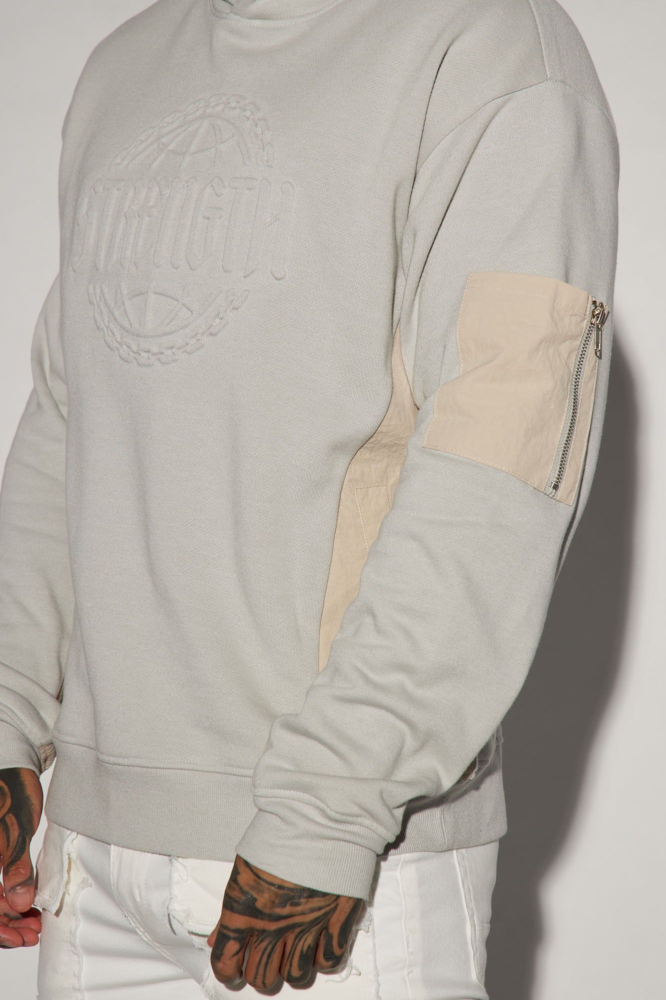Strength Embossed Hoodie - Grey sold by Fashion Nova product image thumbnail 4