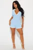 Coffee Date Sweater Romper - Light Blue sold by Fashion Nova