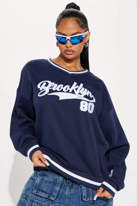Brooklyn 1980 Athletic Sweatshirt - Navy sold by Fashion Nova