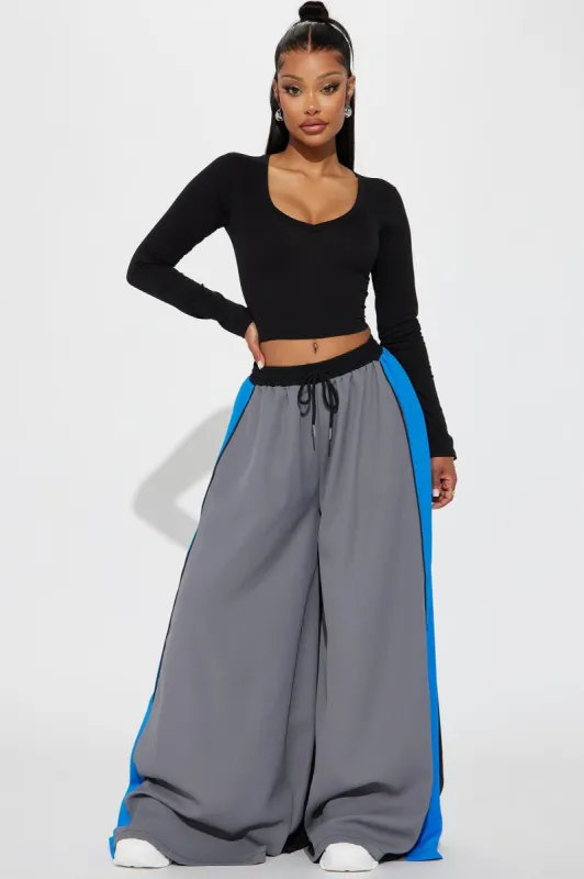 Outta My Way Wide Leg Pant - Grey/Blue sold by Fashion Nova