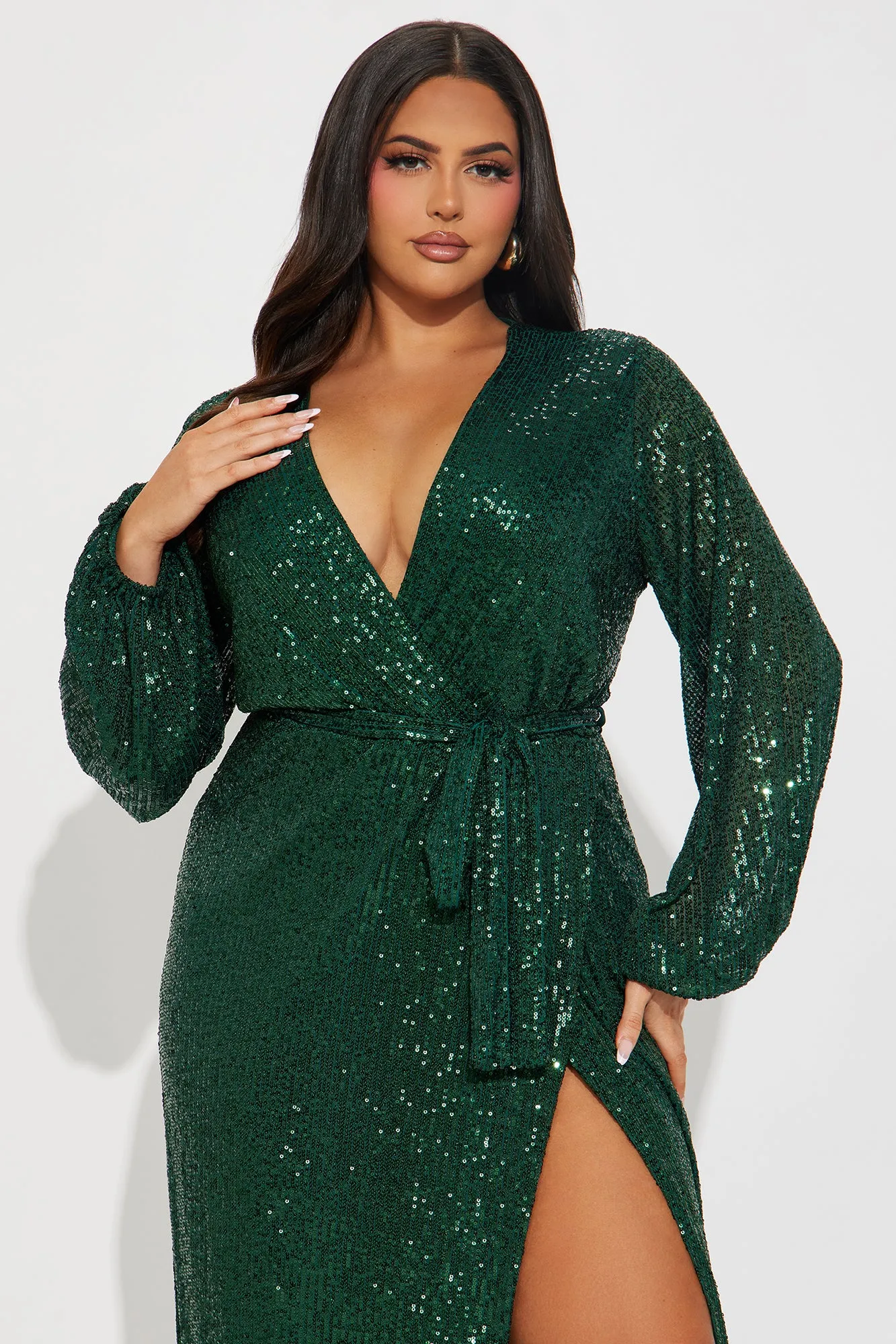 Gala Glam Sequin Maxi Dress - Hunter sold by Fashion Nova product image thumbnail 5