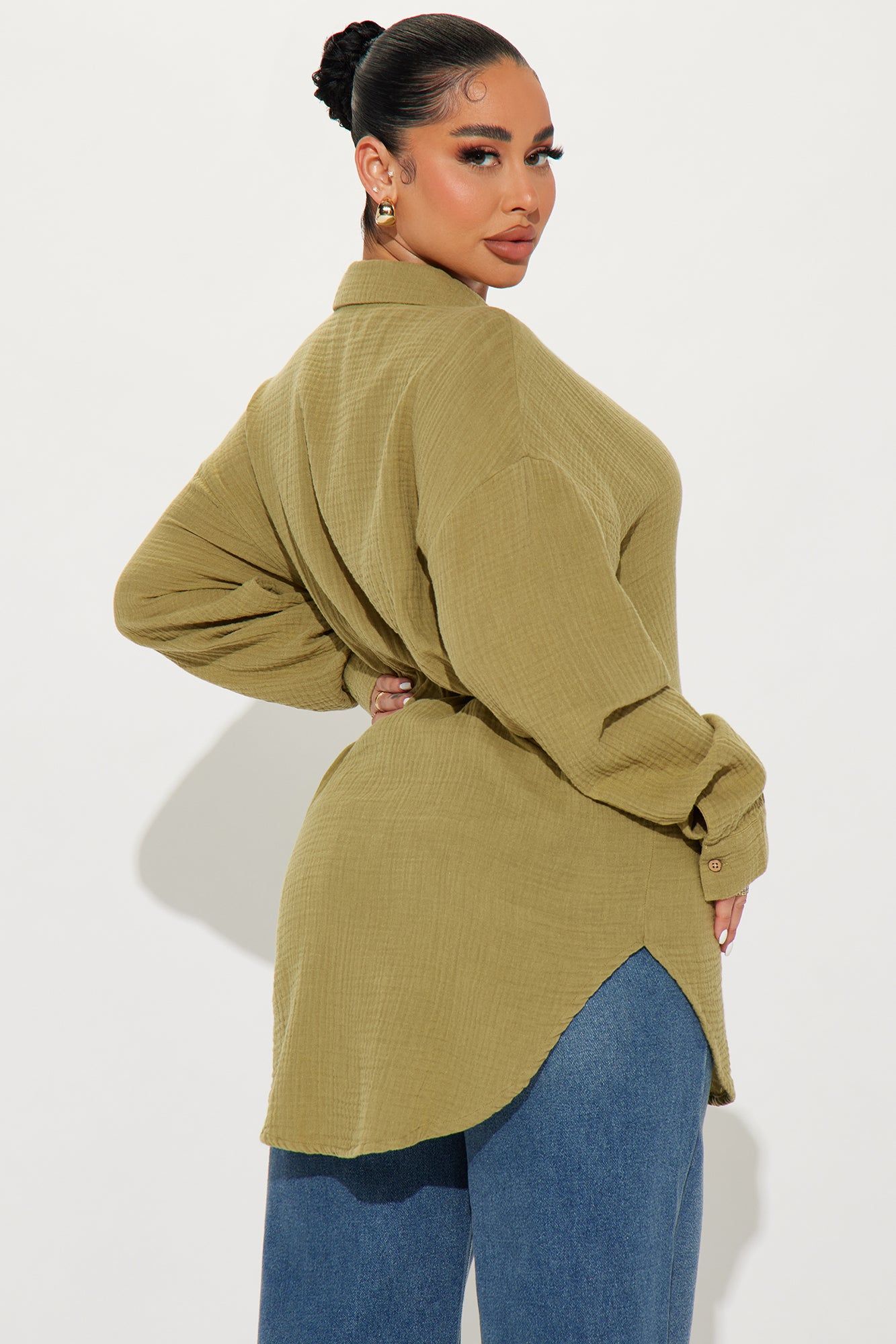 We The Walk Washed Shirt - Green sold by Fashion Nova product image thumbnail 3