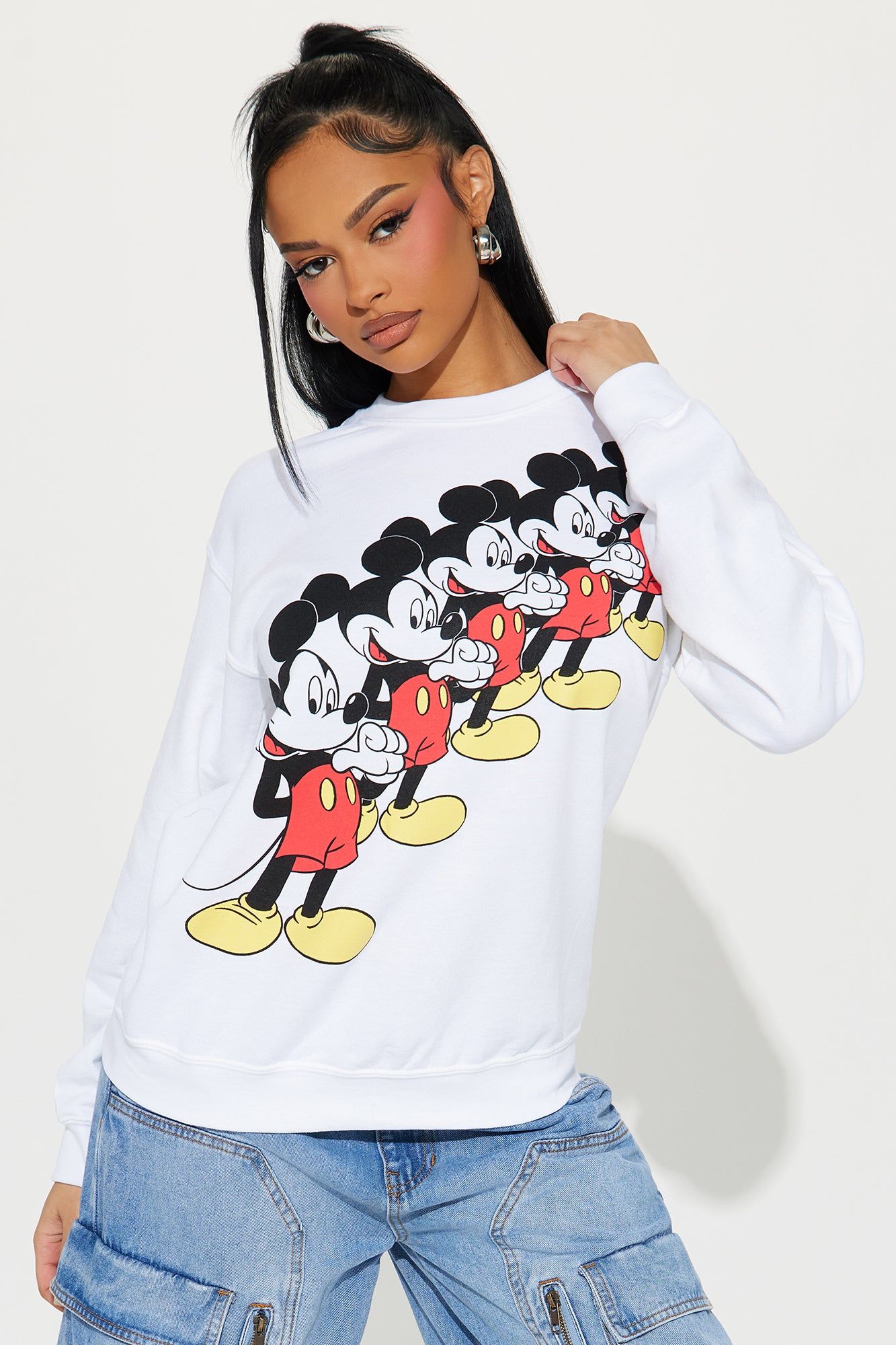 Vintage Mickey Mouse Sweatshirt - White sold by Fashion Nova