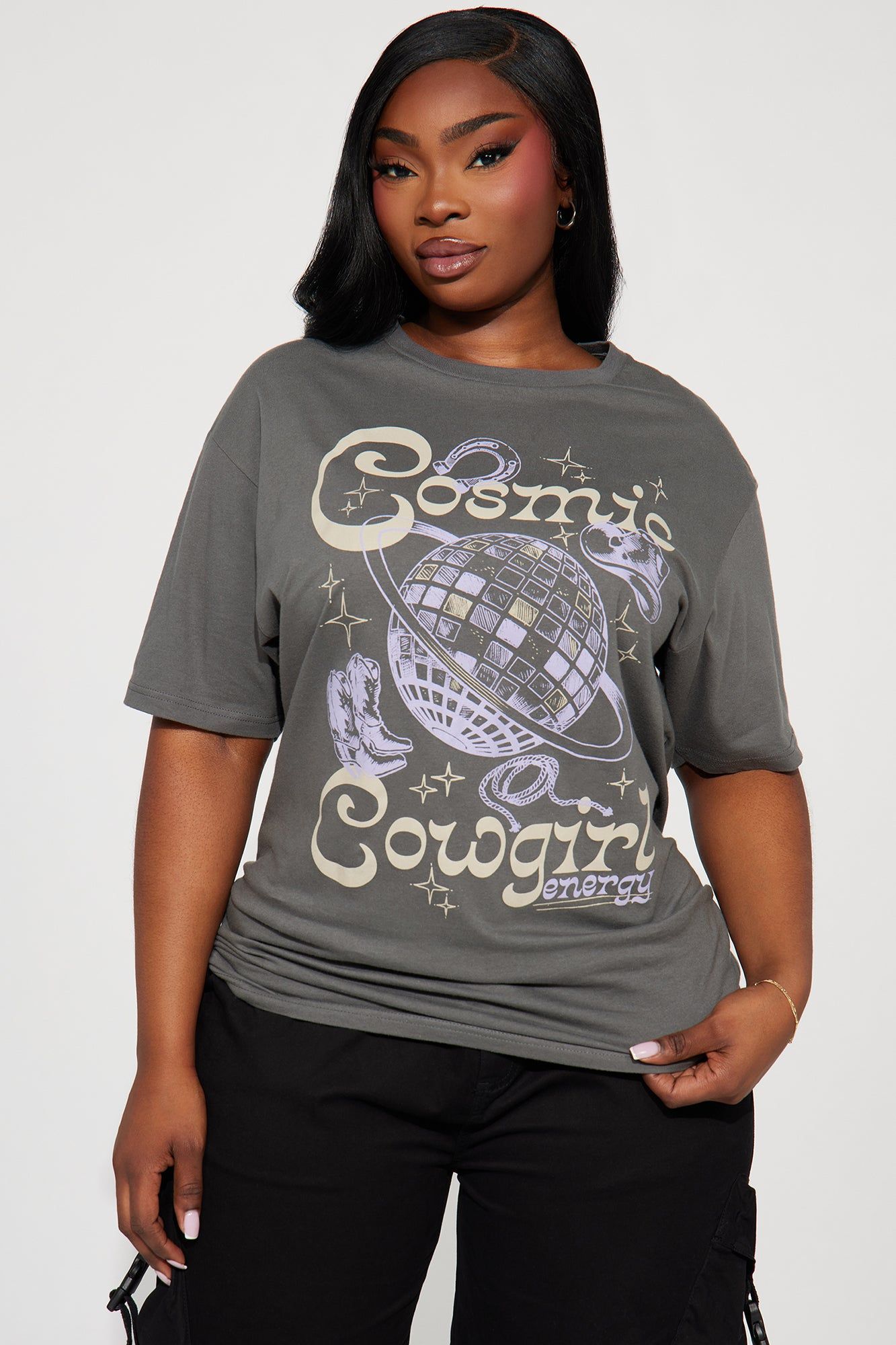Cosmic Cowgirl Energy Tee - Charcoal sold by Fashion Nova product image thumbnail 4