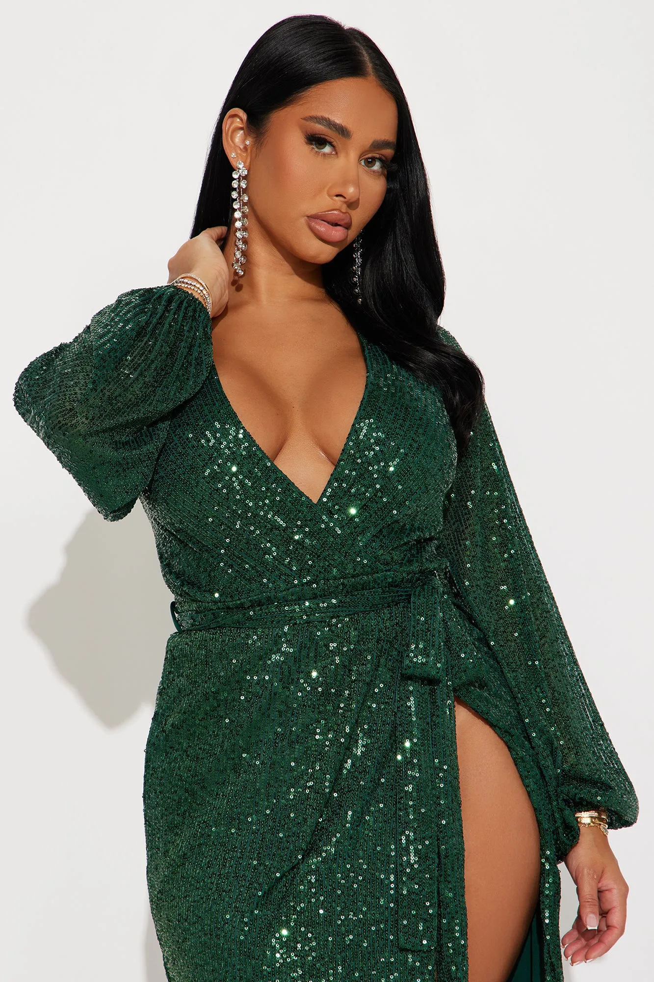 Gala Glam Sequin Maxi Dress - Hunter sold by Fashion Nova product image thumbnail 2