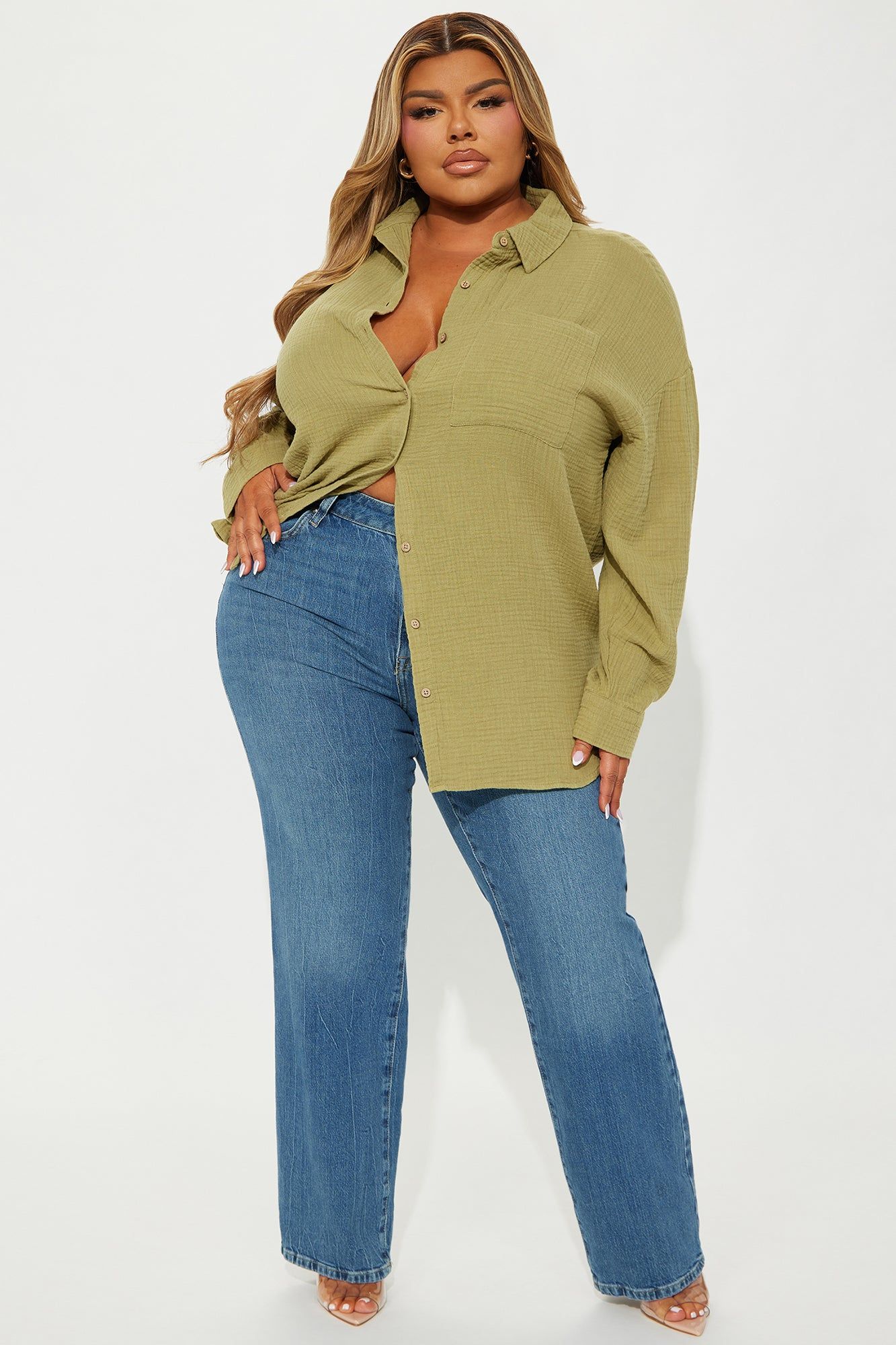 We The Walk Washed Shirt - Green sold by Fashion Nova product image thumbnail 5