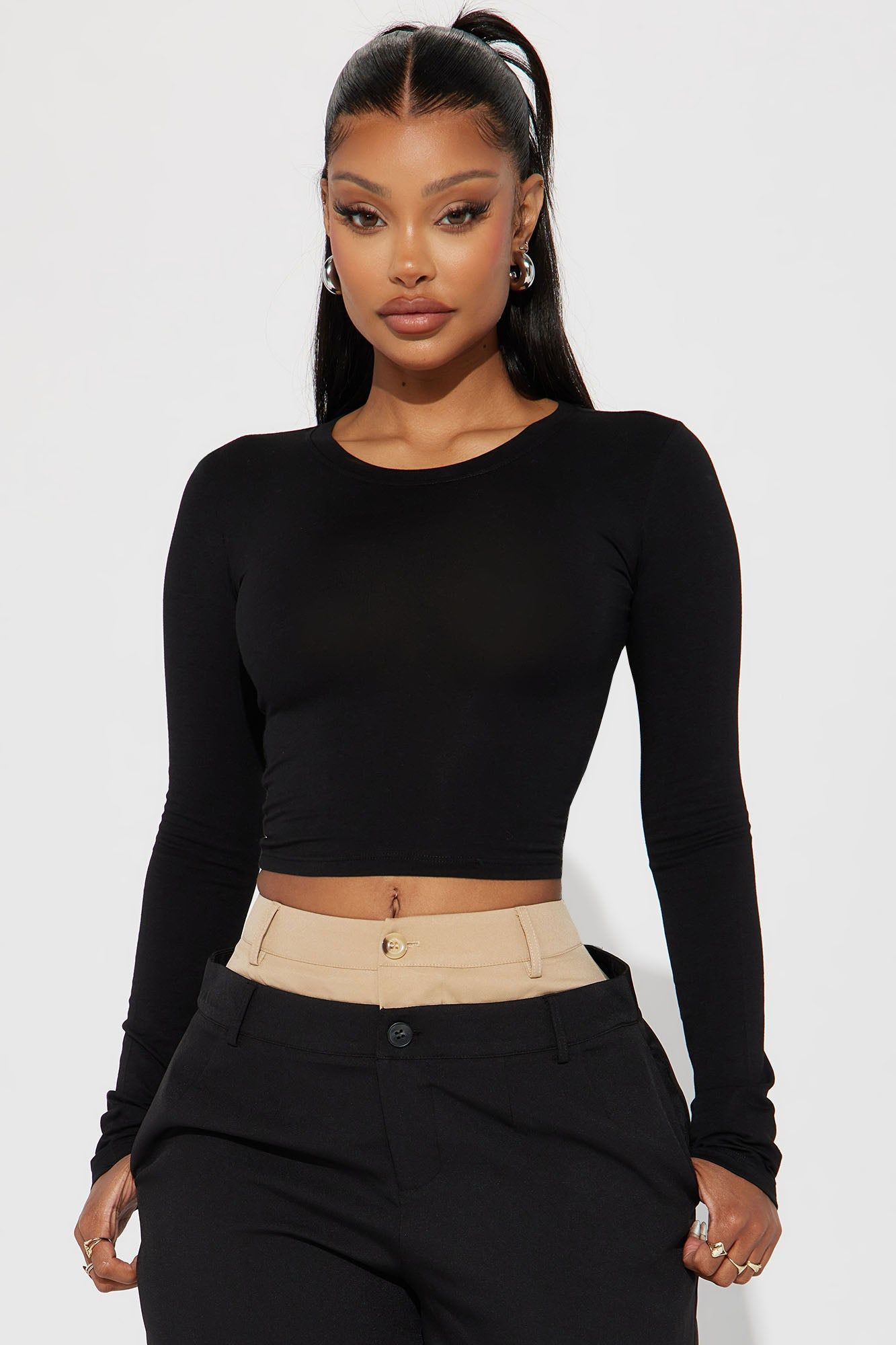 Always On The Go Top - Black sold by Fashion Nova