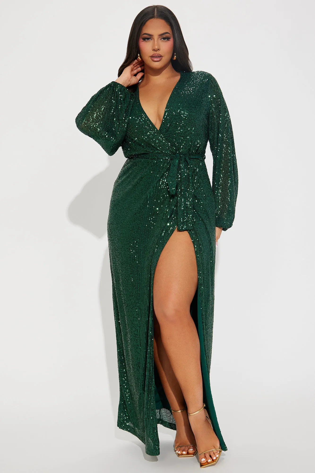 Gala Glam Sequin Maxi Dress - Hunter sold by Fashion Nova product image thumbnail 4