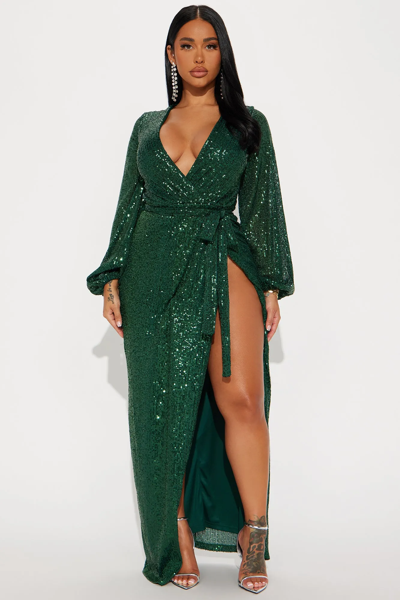 Gala Glam Sequin Maxi Dress - Hunter sold by Fashion Nova