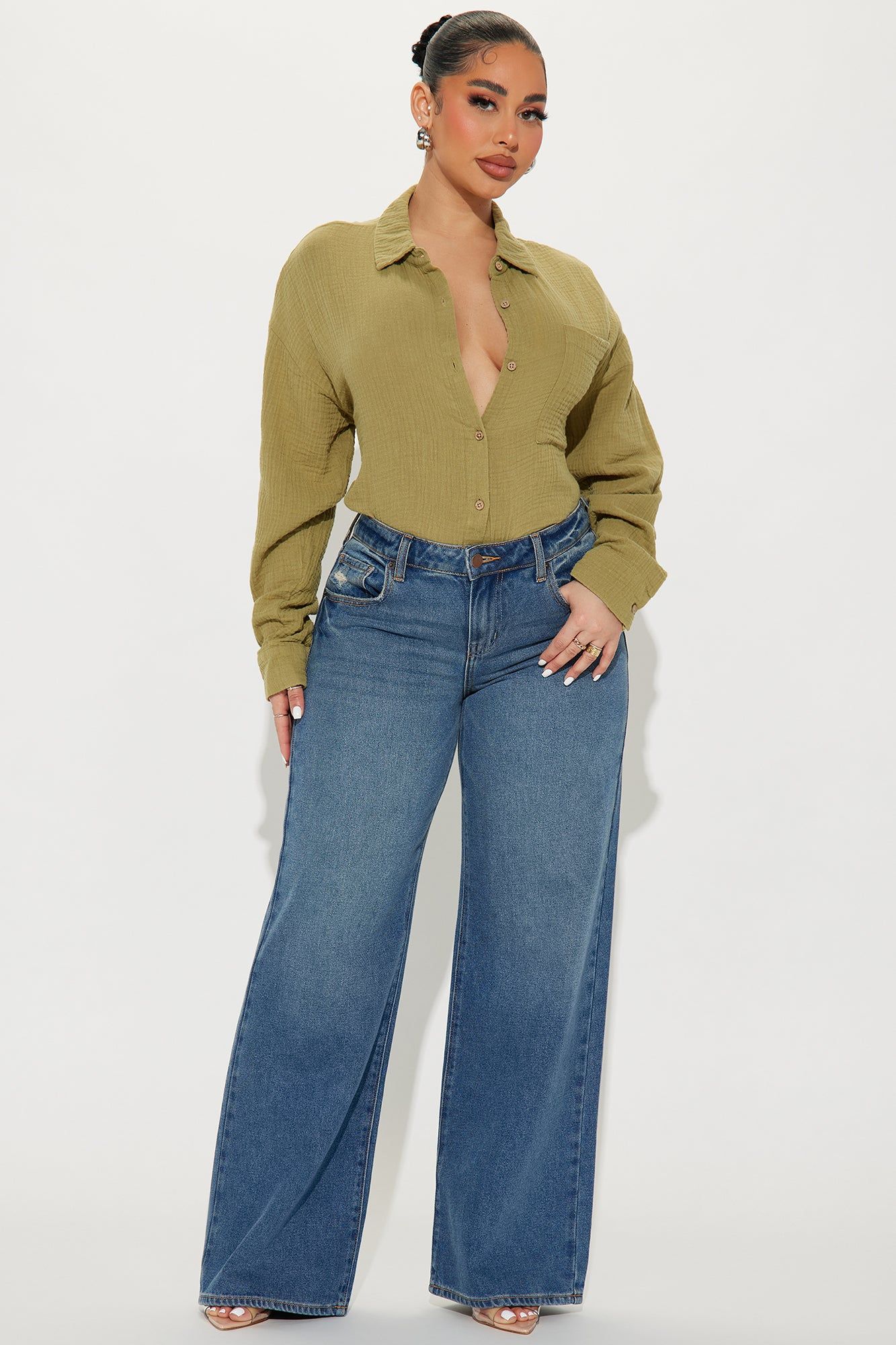 We The Walk Washed Shirt - Green sold by Fashion Nova product image thumbnail 2