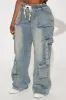Met My Match Baggy Cargo Jeans - Vintage Wash sold by Fashion Nova
