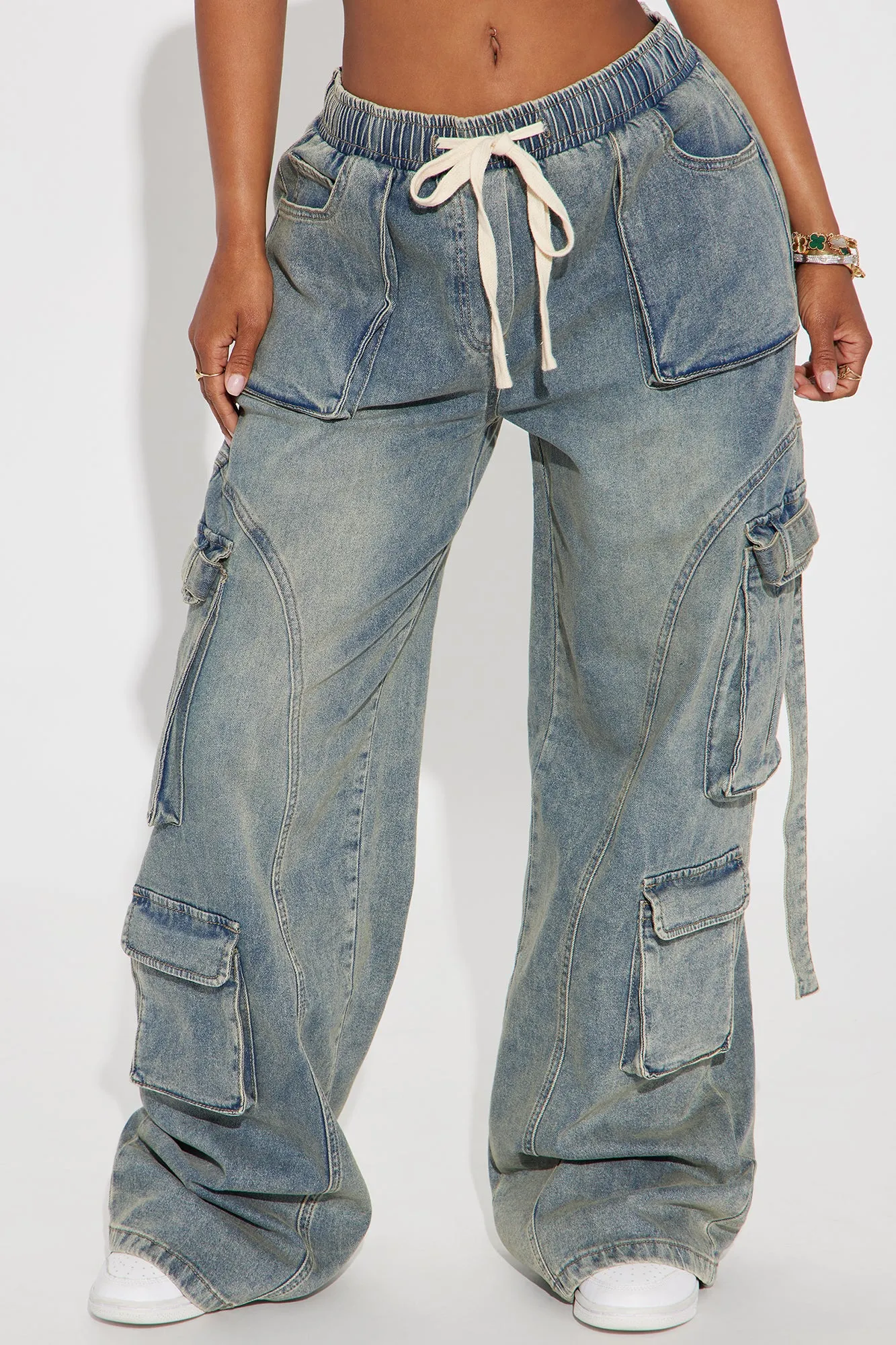 Met My Match Baggy Cargo Jeans - Vintage Wash sold by Fashion Nova product image thumbnail 2