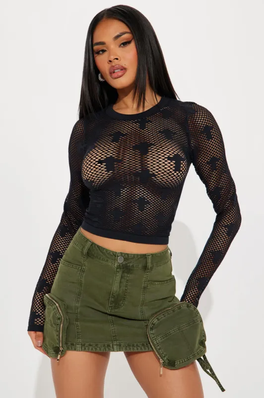 Cross Your Mind Seamless Top - Black sold by Fashion Nova