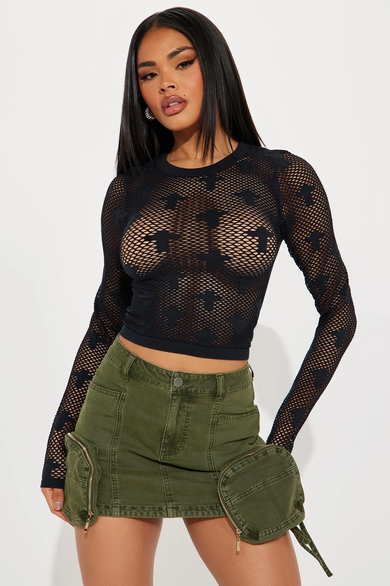 Cross Your Mind Seamless Top - Black sold by Fashion Nova