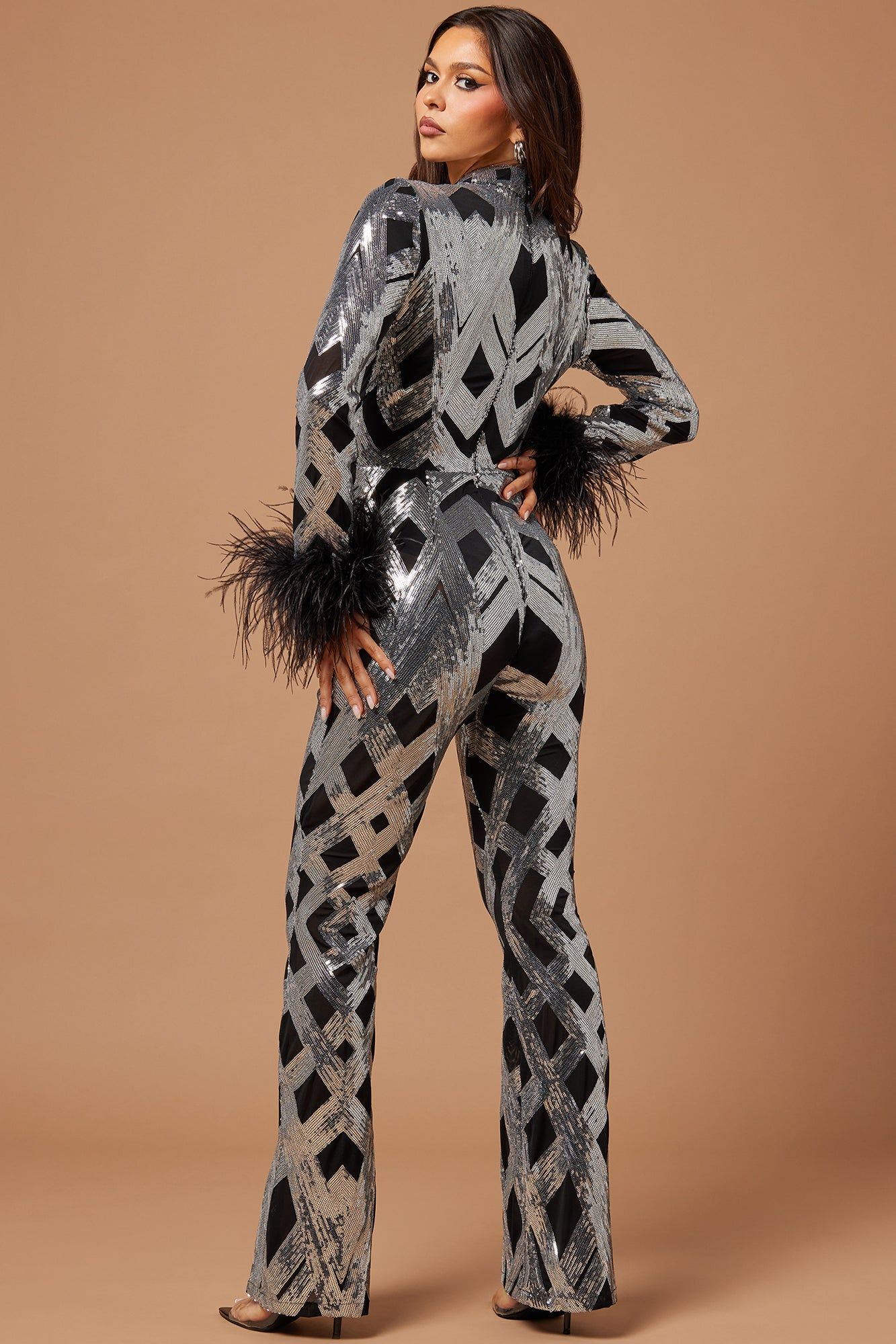 Monah Sequin Jumpsuit - Black/Silver sold by Fashion Nova product image thumbnail 3