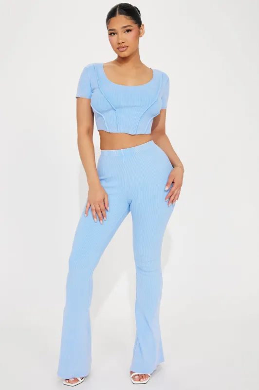 Get To Know Me Washed Pant Set - Light Blue sold by Fashion Nova