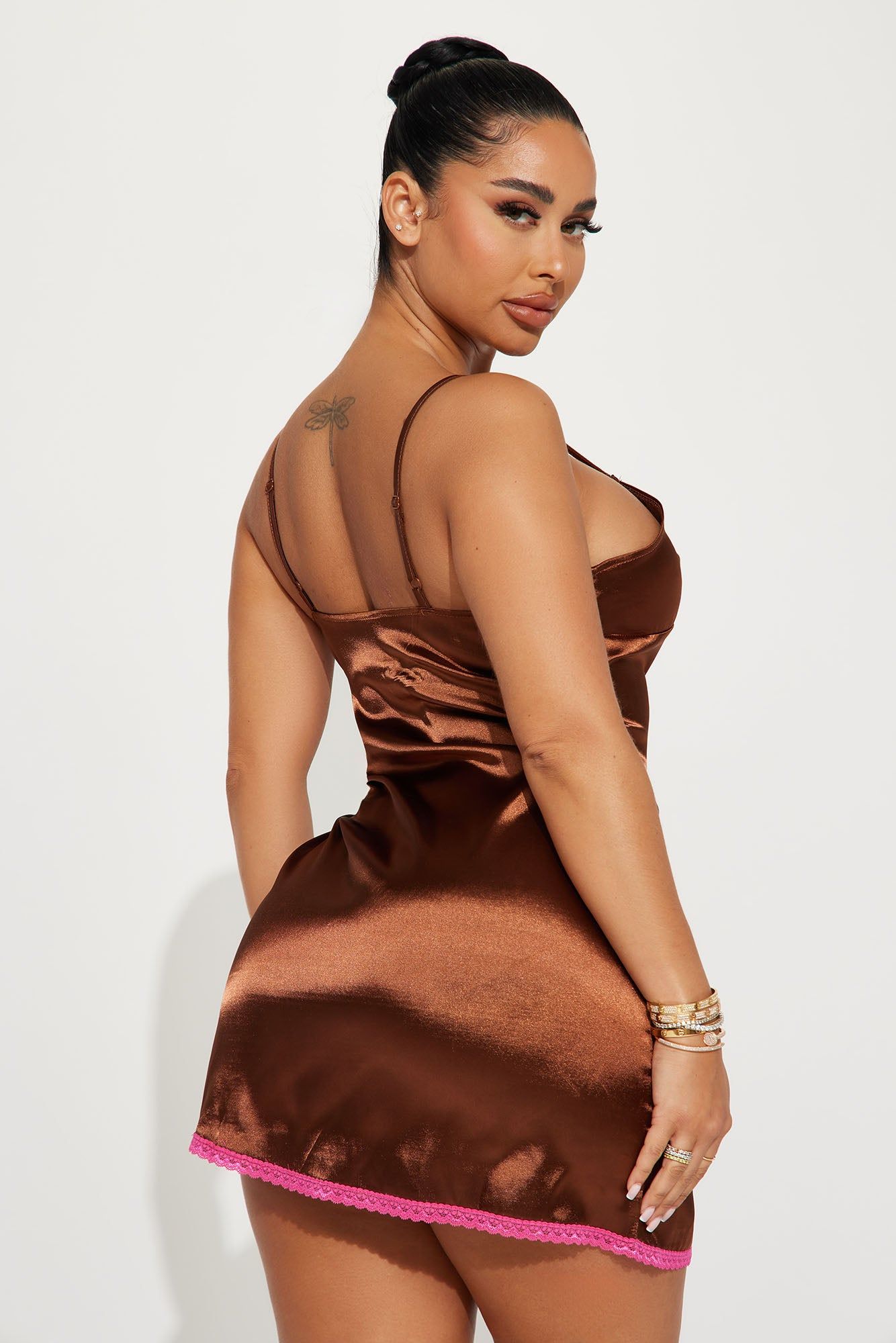 Do Not Disturb Satin PJ Robe Set - Brown sold by Fashion Nova product image thumbnail 4