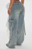 Met My Match Baggy Cargo Jeans - Vintage Wash sold by Fashion Nova