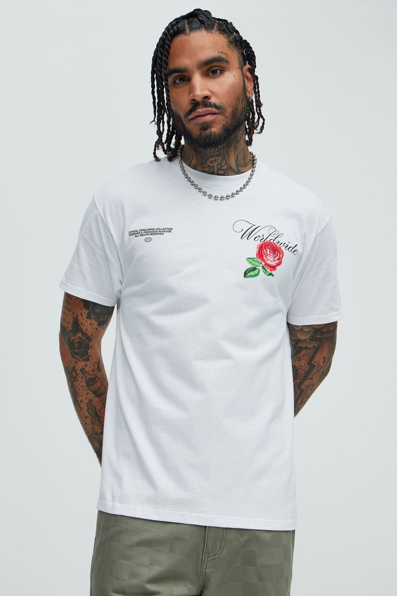 Worldwide Rosa Short Sleeve Tee - White sold by Fashion Nova