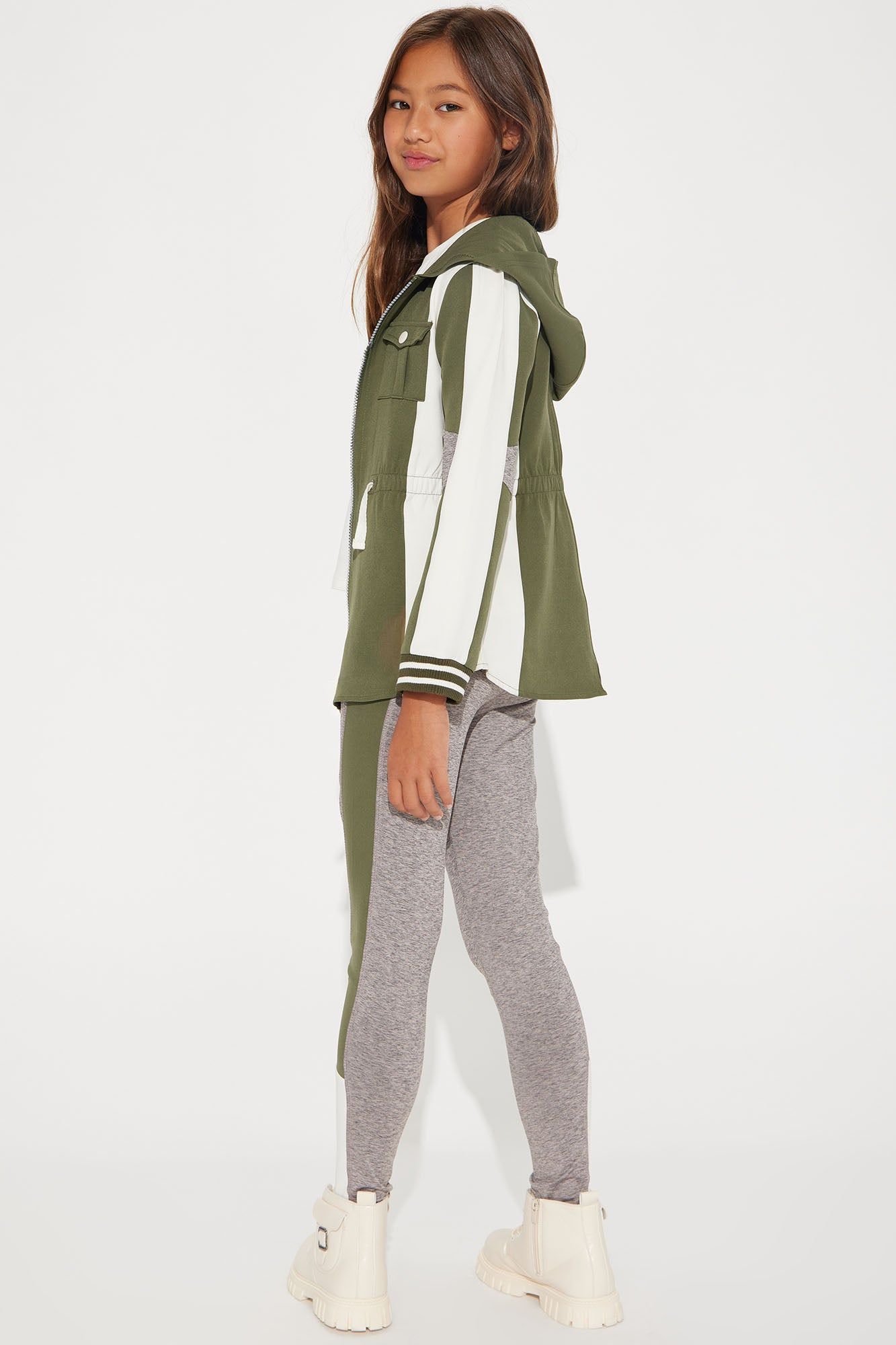 Mini Good Karma Crew 3 Piece Legging Set - Sage/combo sold by Fashion Nova product image thumbnail 4