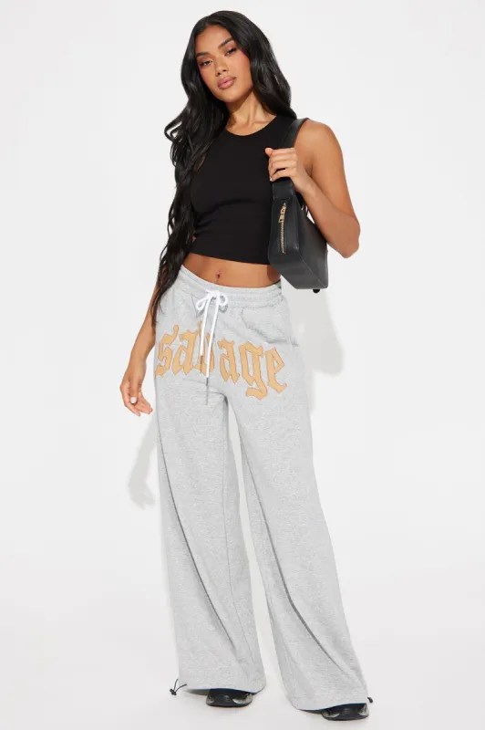 Savage For You Wide Leg Pant - Heather Grey sold by Fashion Nova