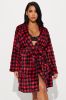 Cozied Up With You PJ Plush Robe - Red/Black sold by Fashion Nova