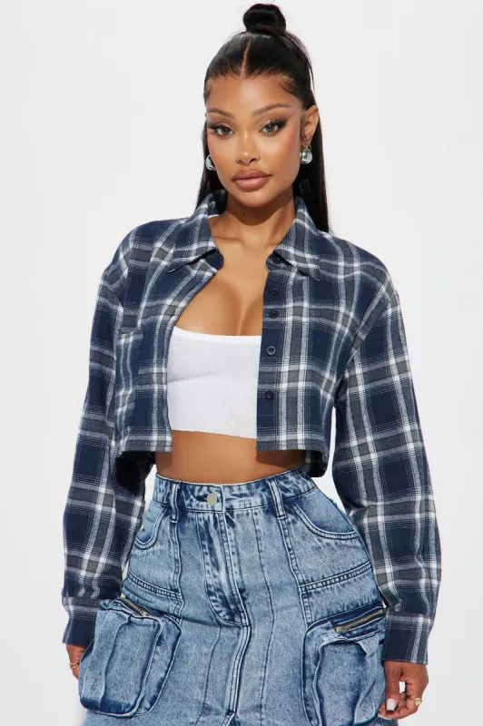 Trance Plaid Shirt - Navy/combo sold by Fashion Nova