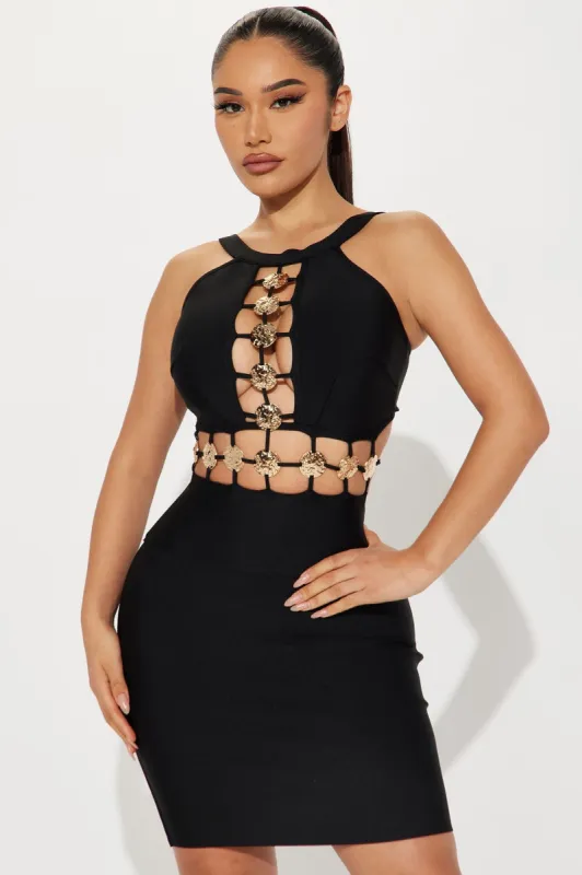Raylee Bandage Mini Dress - Black sold by Fashion Nova