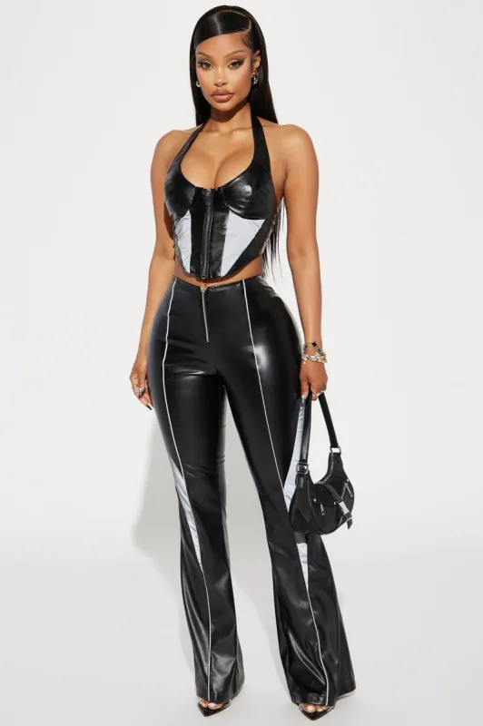 Ride With Me Faux Leather Pant Set - Black sold by Fashion Nova