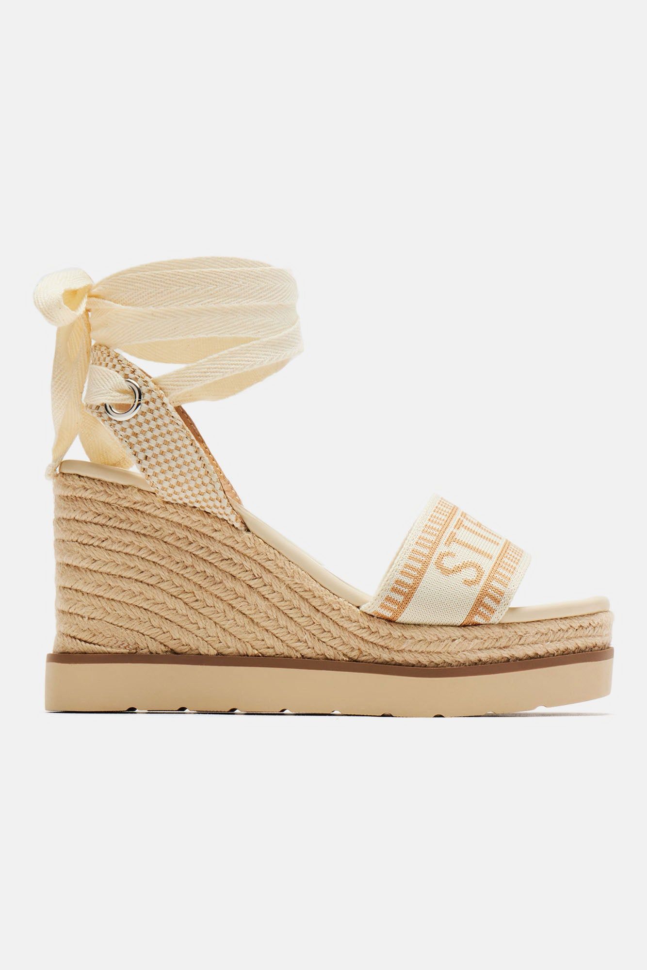 Any Time Any Place Wrap Up Wedges - Off White/combo sold by Fashion Nova product image thumbnail 5