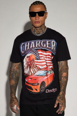 Dodge Charger American Flag Short Sleeve Tee - Black sold by Fashion Nova