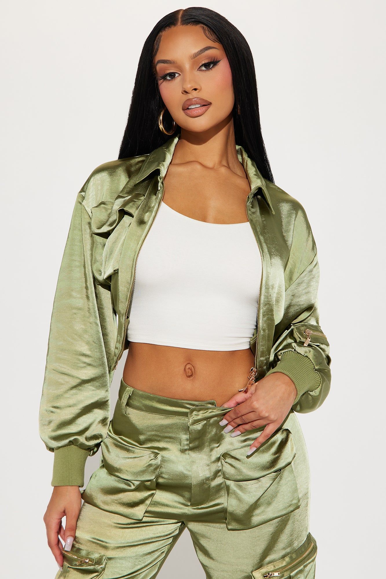 Showing Off Cargo Pant Set - Olive sold by Fashion Nova product image thumbnail 2
