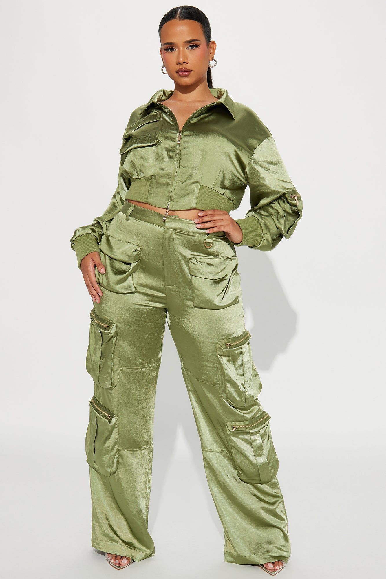 Showing Off Cargo Pant Set - Olive sold by Fashion Nova product image thumbnail 4
