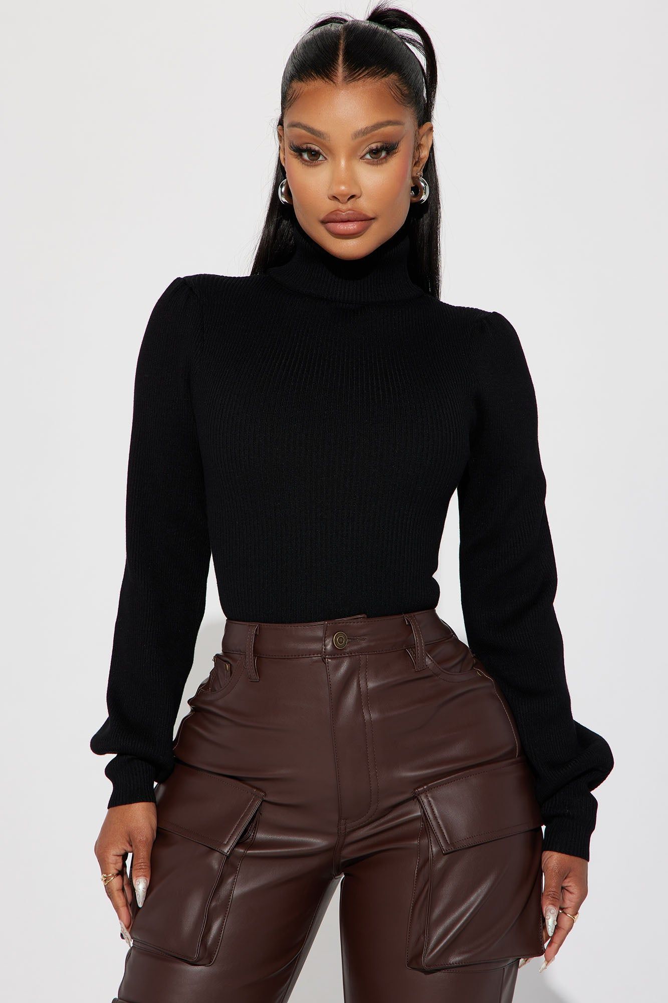 Jaida Turtleneck Sweater - Black sold by Fashion Nova
