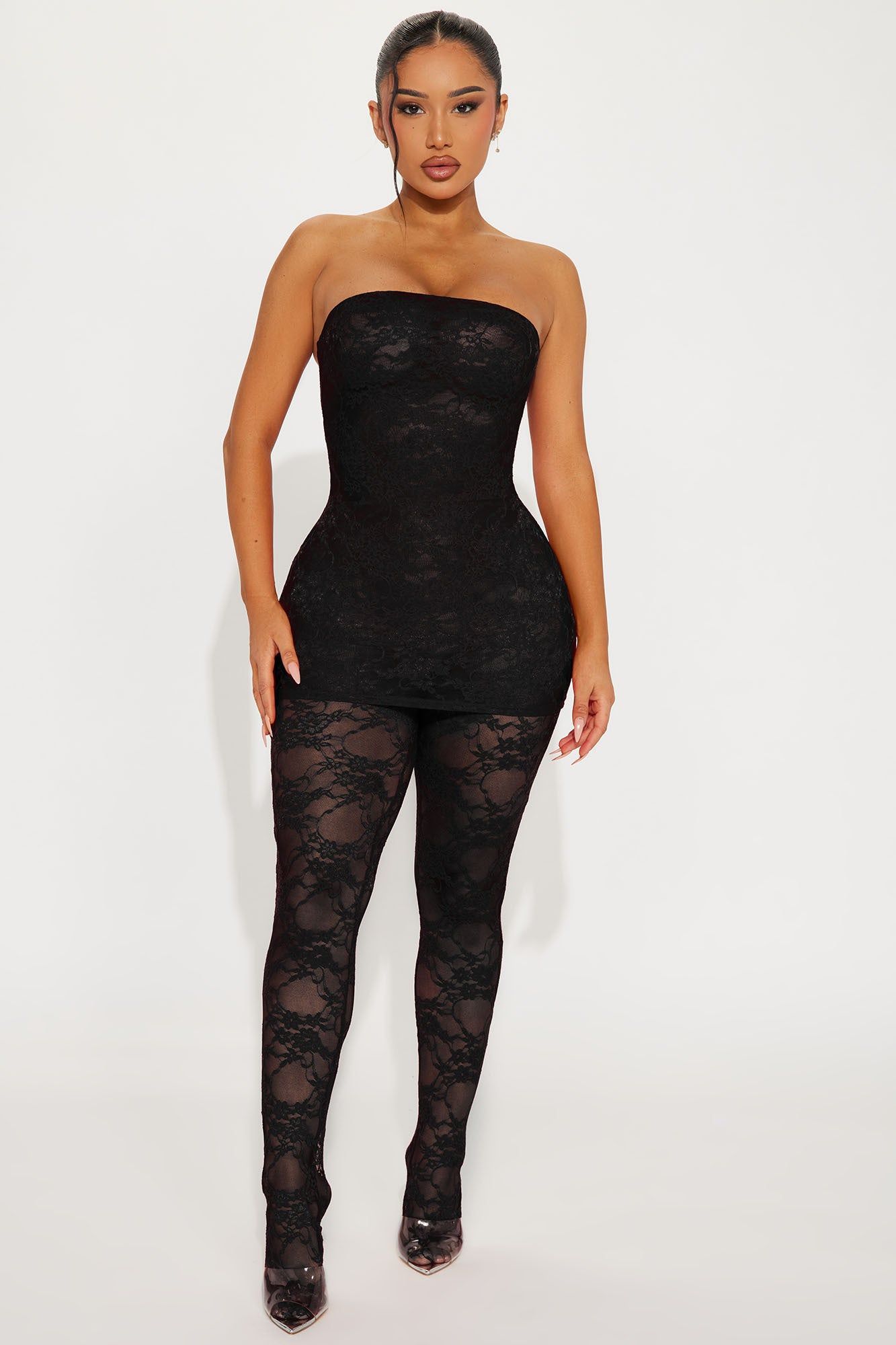 Look Out For Me Lace Jumpsuit - Black sold by Fashion Nova