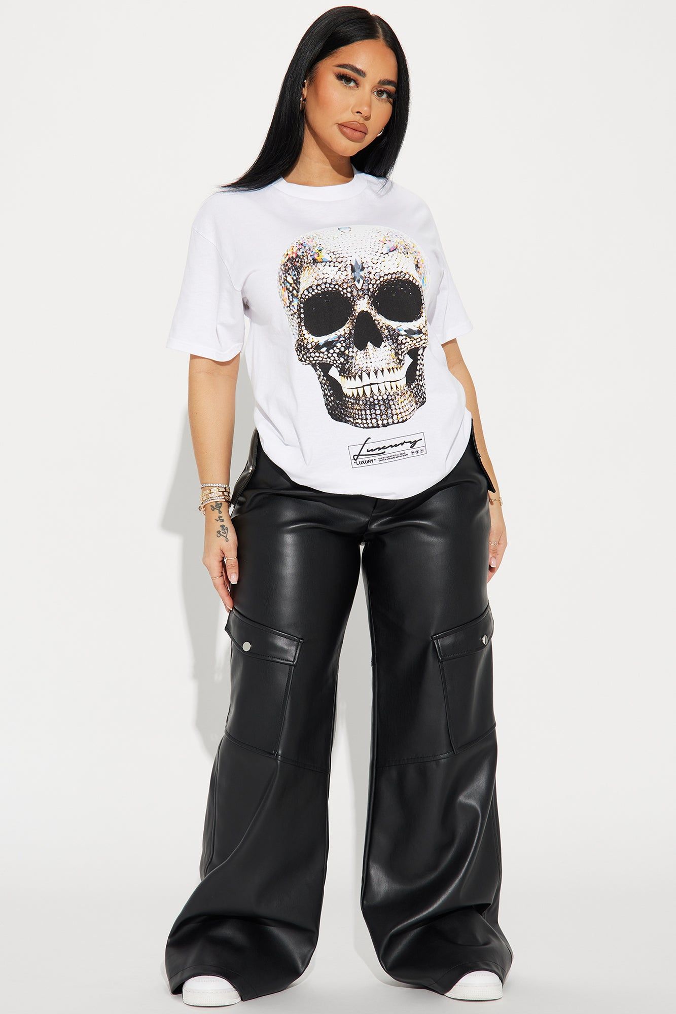 Made Of Diamonds Skull Graphic Tee - White sold by Fashion Nova product image thumbnail 2
