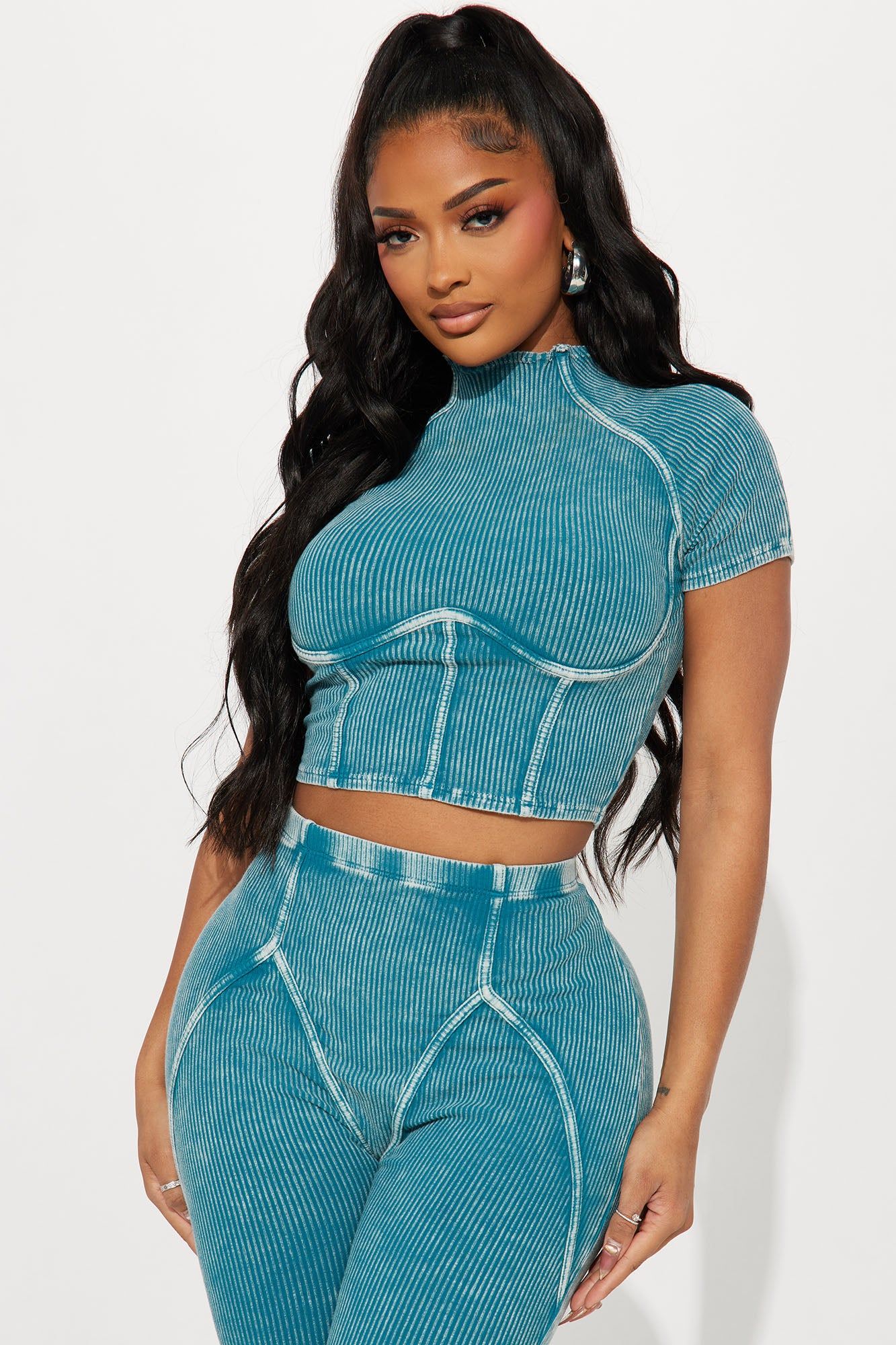 Jaime Short Sleeve Legging Set - Teal sold by Fashion Nova product image thumbnail 2