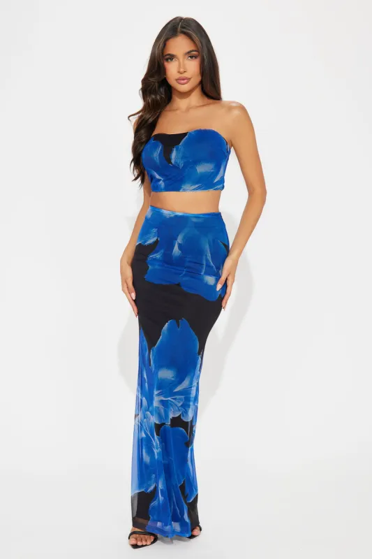 Hannah Mesh Skirt Set - Blue/combo sold by Fashion Nova