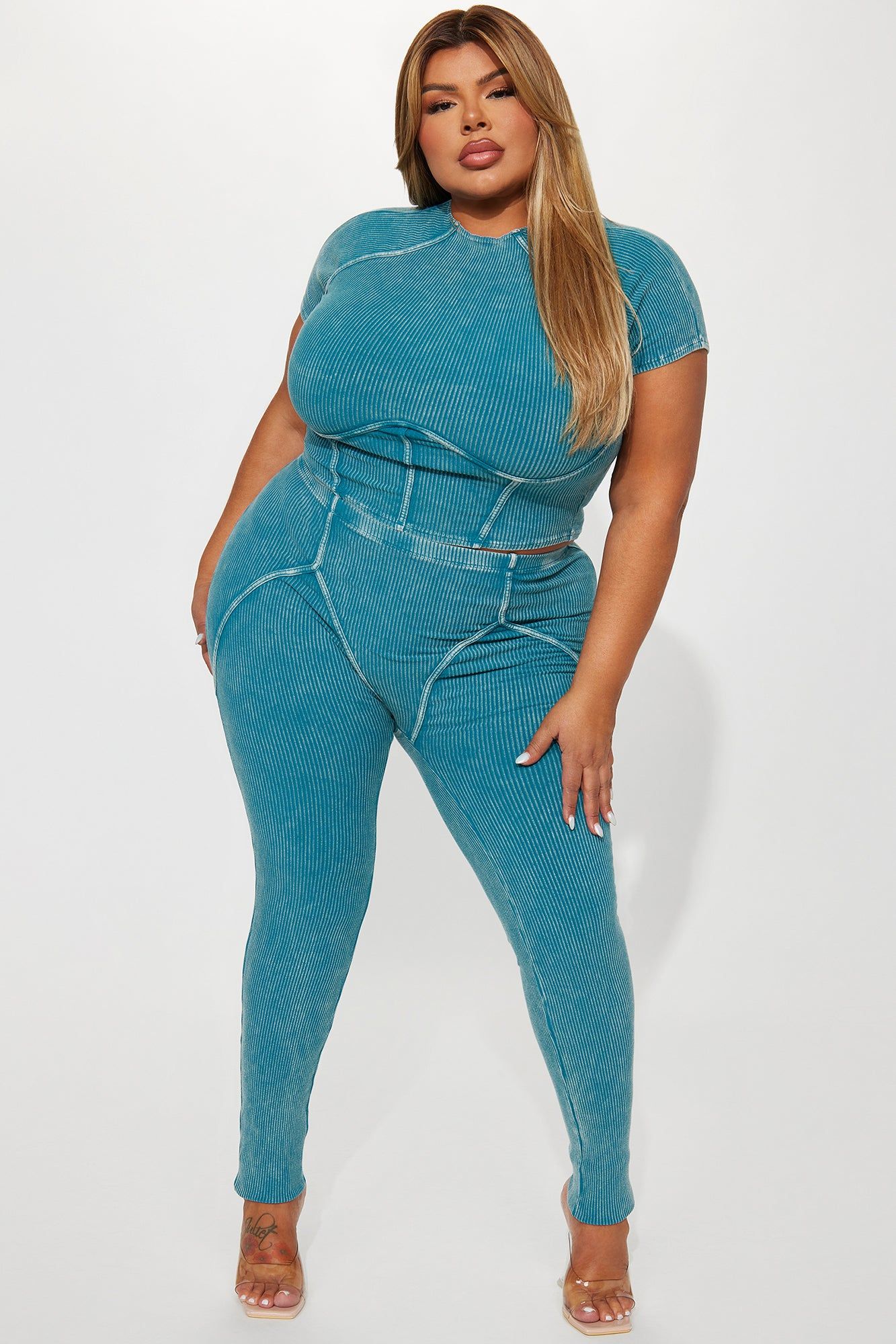 Jaime Short Sleeve Legging Set - Teal sold by Fashion Nova product image thumbnail 4