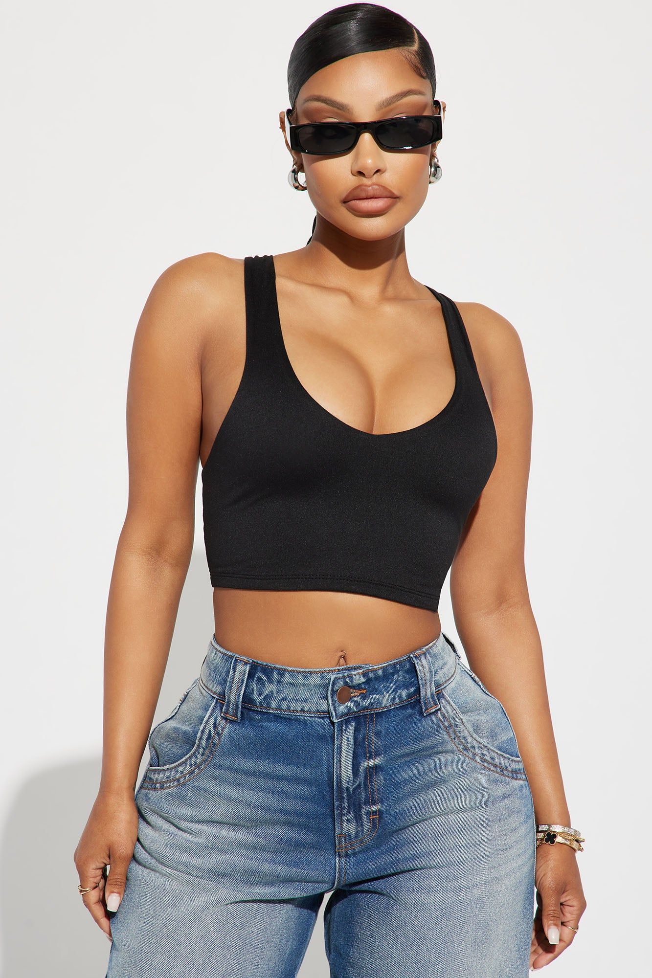 Paige Racer Back Top - Black sold by Fashion Nova