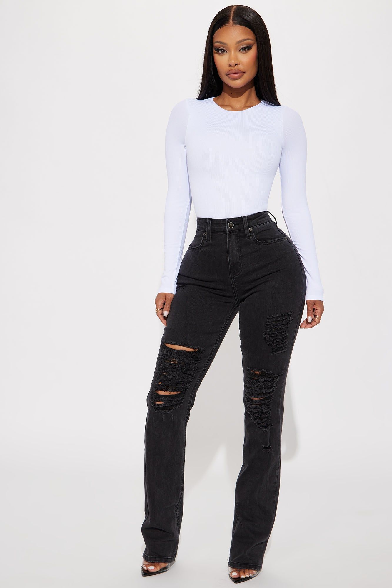 Ma Cherie Slim Straight Jeans - Black Wash sold by Fashion Nova