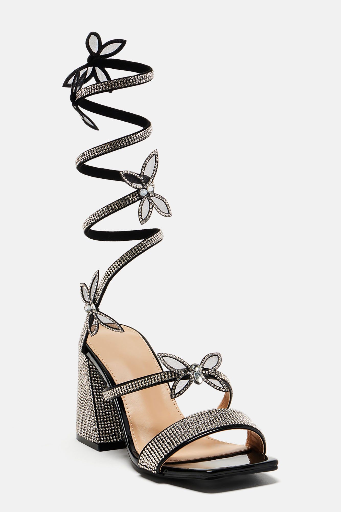 Sending My Love Heeled Sandals - Black sold by Fashion Nova