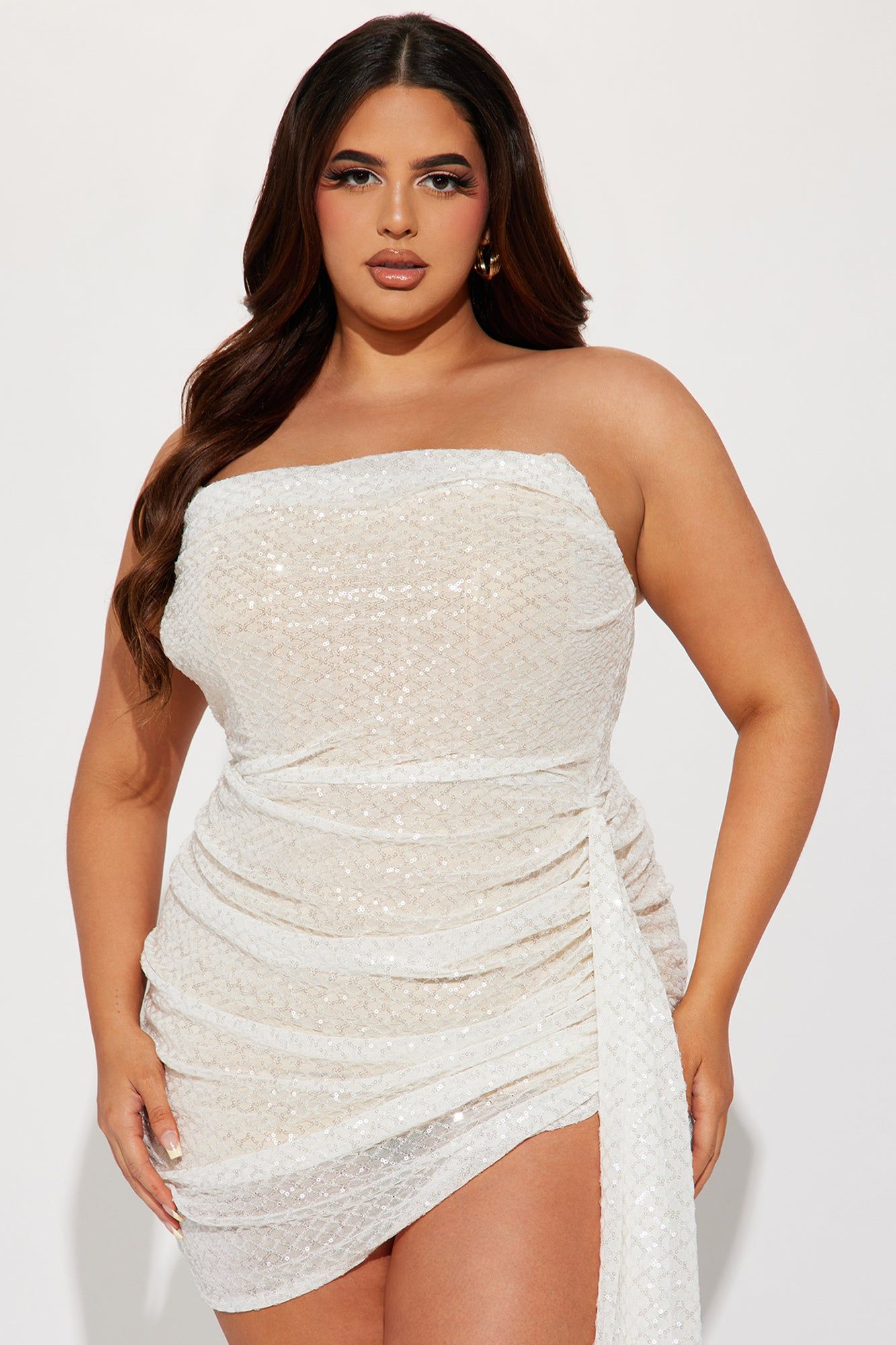 Lilian Draped Sequin Mini - Off White sold by Fashion Nova product image thumbnail 5