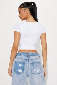 Clara Crew Neck Tee - White sold by Fashion Nova