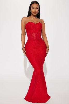 Vera Metallic Bandage Gown - Red sold by Fashion Nova