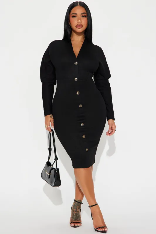 Corporate Confidence Midi Dress - Black sold by Fashion Nova