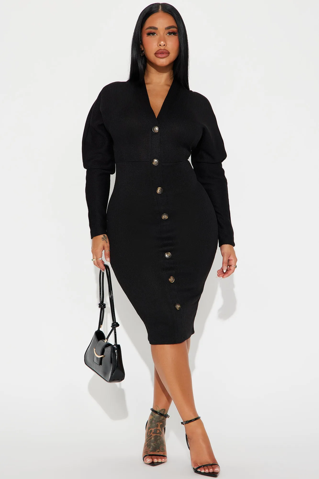 Corporate Confidence Midi Dress - Black sold by Fashion Nova