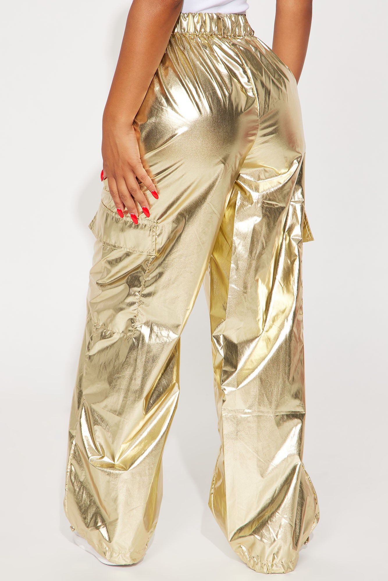 Light My Fire Metallic Cargo Jogger - Gold sold by Fashion Nova product image thumbnail 3