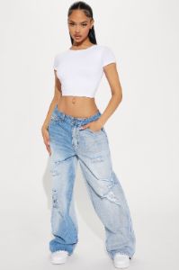 Clara Crew Neck Tee - White sold by Fashion Nova